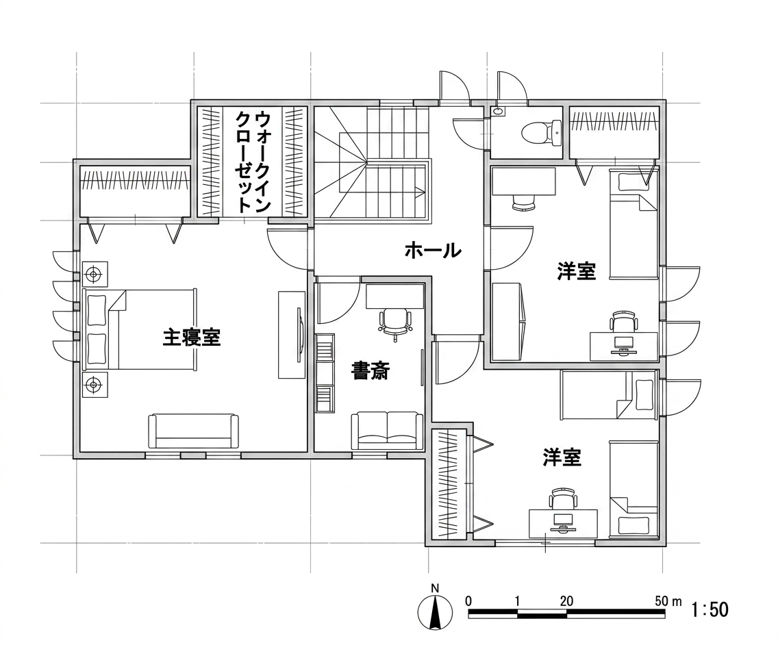テクニカルモノクロスタイルの間取り図サンプル