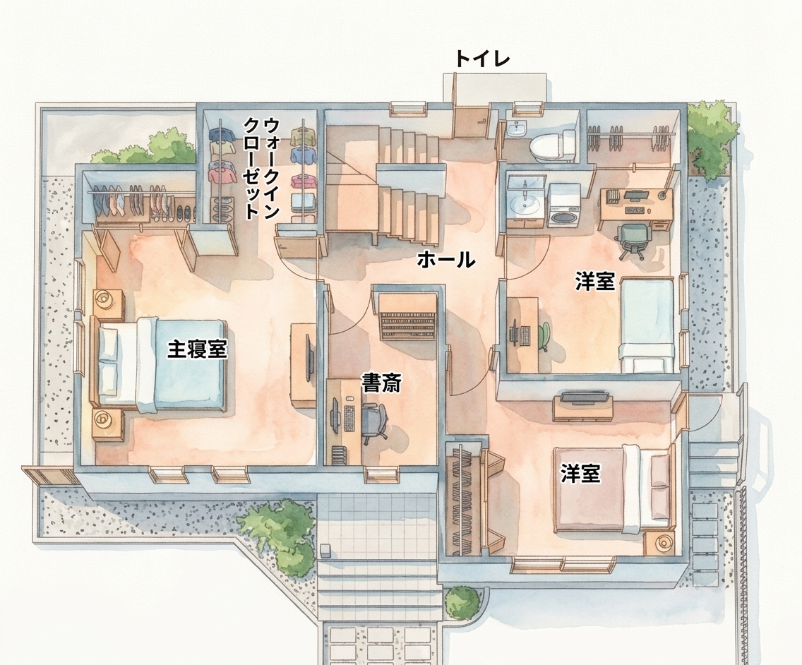 3D水彩スタイルの間取り図サンプル
